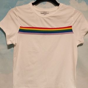 Dolls Kill Rainbow striped tshirt LGBTQ